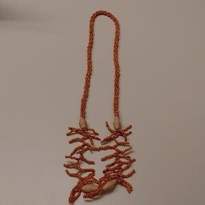 2/$30 Hand crafted Burnt Orange Seed Bead Necklace